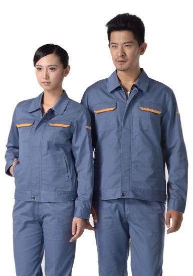 灰藍(lán)色紗卡滌棉長袖工作服