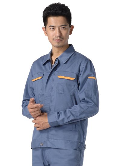 灰藍(lán)色紗卡滌棉長袖工作服