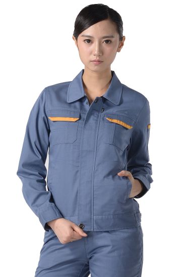 灰藍(lán)色紗卡滌棉長袖工作服