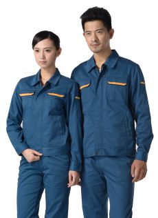 深青色紗卡滌棉長袖工作服