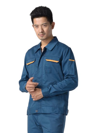 深青色紗卡滌棉長袖工作服