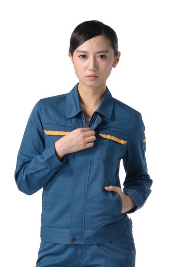 深青色紗卡滌棉長袖工作服