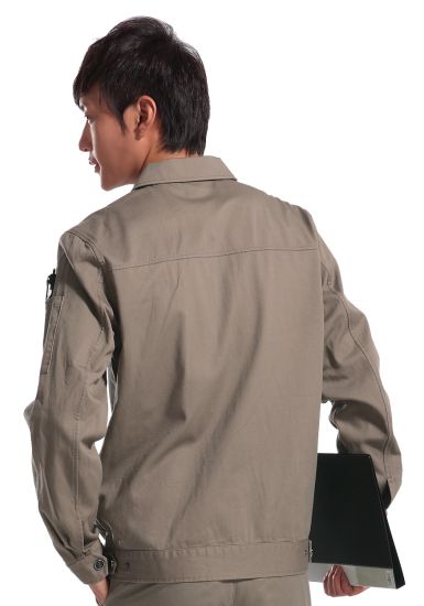 駝色長袖純棉工作服