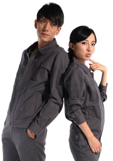 鐵灰長(zhǎng)袖純棉工作服