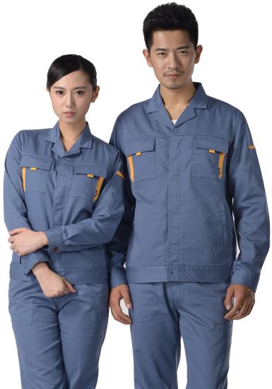 灰藍(lán)色紗卡滌棉長(zhǎng)袖工作服