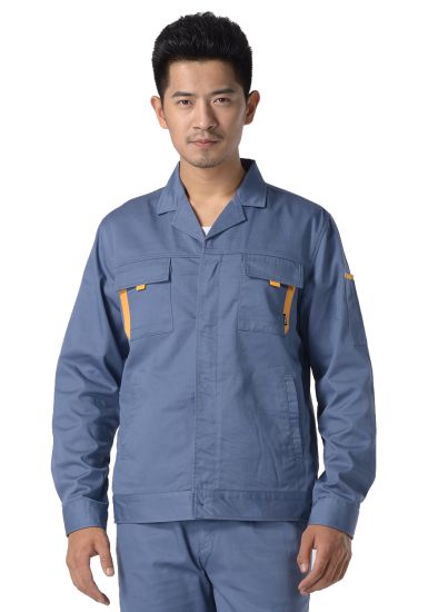 灰藍(lán)色紗卡滌棉長(zhǎng)袖工作服