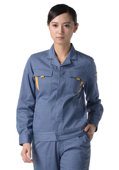灰藍(lán)色紗卡滌棉長(zhǎng)袖工作服