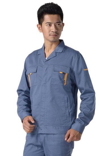 灰藍(lán)色紗卡滌棉長(zhǎng)袖工作服