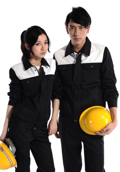 黑白差色長袖防靜電工作服