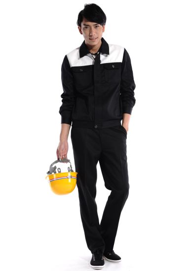 黑白差色長袖防靜電工作服