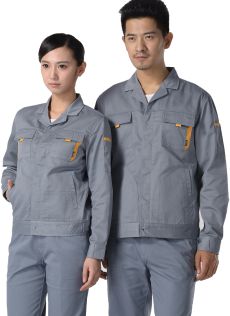 中灰色紗卡滌棉長(zhǎng)袖工作服