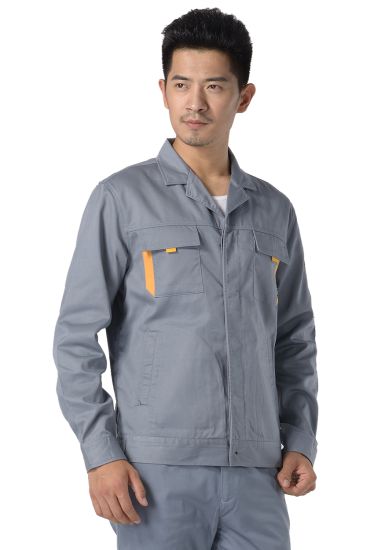 中灰色紗卡滌棉長袖工作服