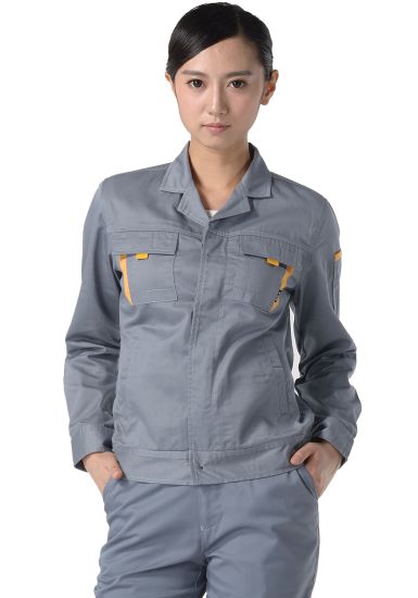 中灰色紗卡滌棉長袖工作服