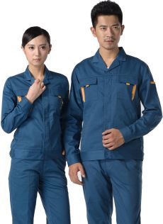深青色紗卡滌棉長(zhǎng)袖工作服