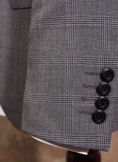 英倫雅痞西服外套 男士復古灰格子單排兩粒扣男士修身西
