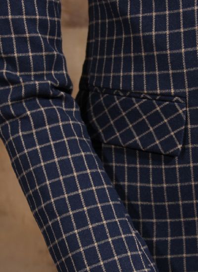 英倫限量磨毛面料韓版修身男藍格子西裝 春秋冬(有套裝)