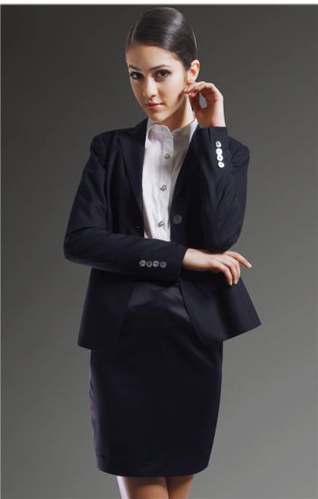 深藏青色含羊絨女性西裝