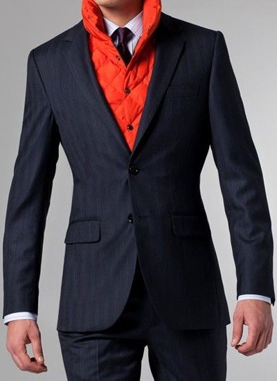 男士藏青色條紋商務西服
