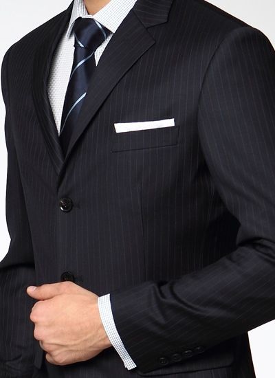 男士深藏青色細條紋西服